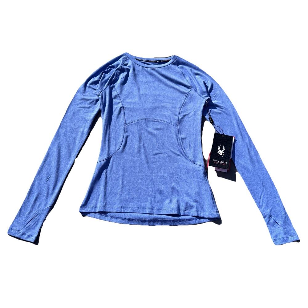 Spyder Active Blue Heather Performance Long Sleeve Top Womens XS Athletic
